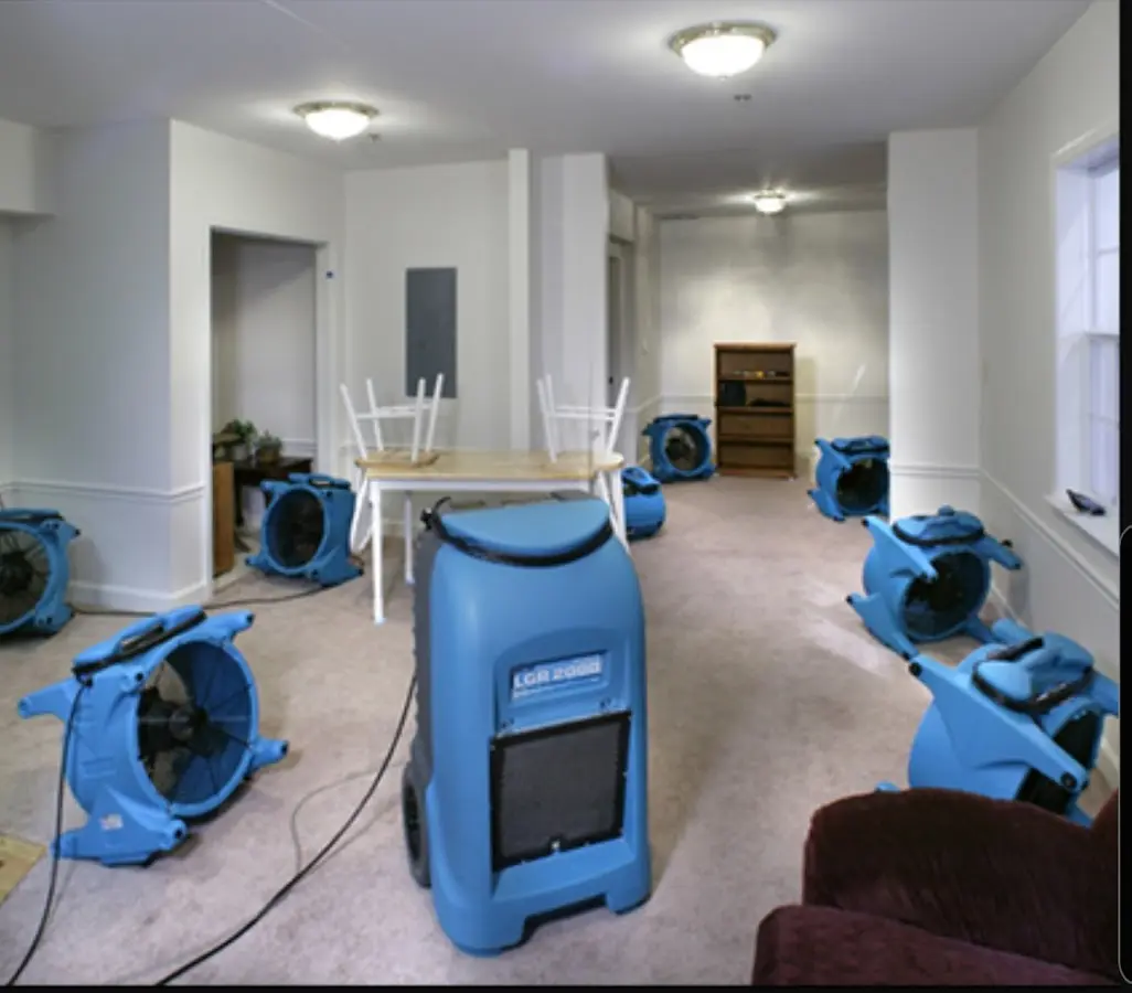 Air movers and dehumidifier setup for Water Extraction & Removal in Truckee